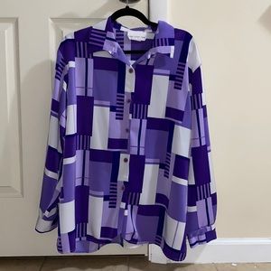 Retro Purple Susan Graver Button Down